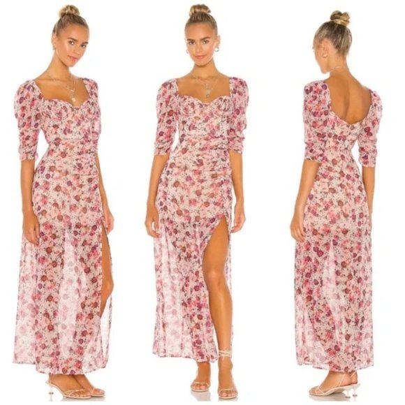 SOLD For Love & Lemons Evie Floral Maxi Dress in Tearose Sz S - Picture 5 of 13